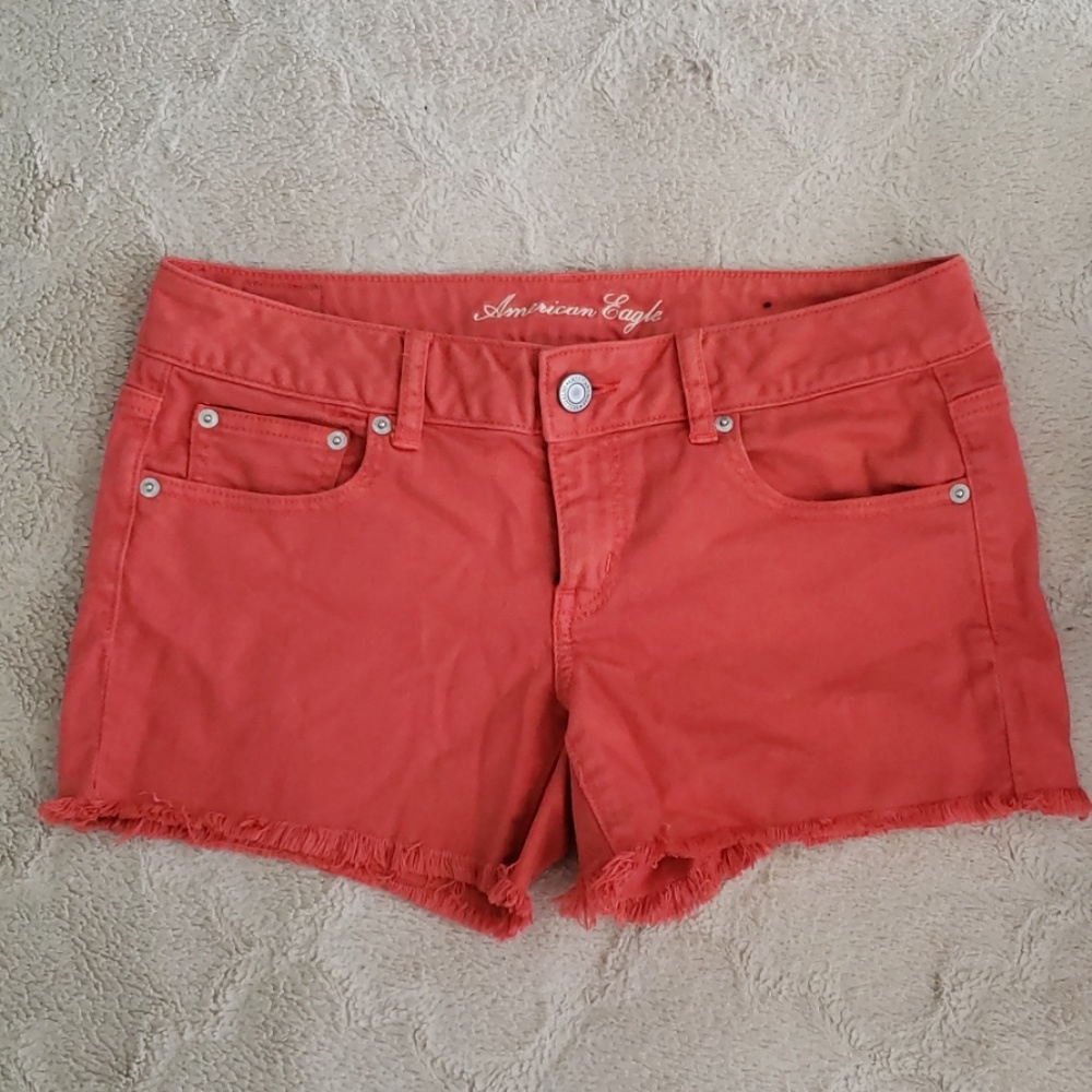 American eagle red cutoff shorts